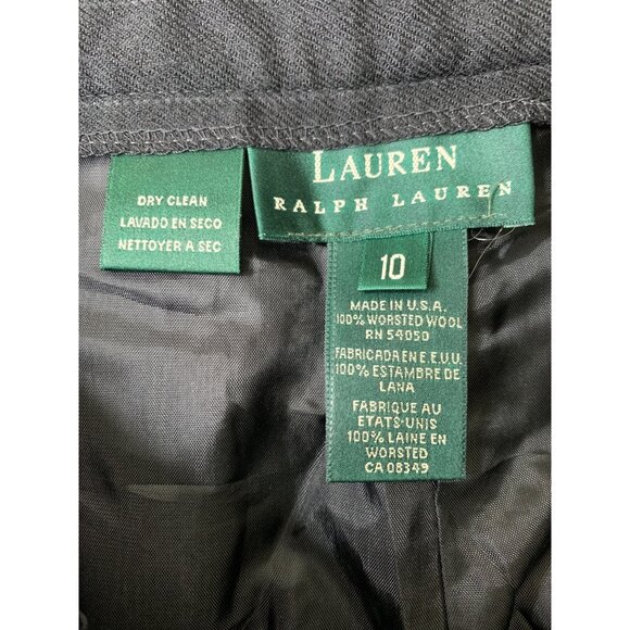 VTG Lauren Ralph Lauren Black Pinstripe Wool Trousers Womens Size 10 RN10216 - Picture 6 of 10